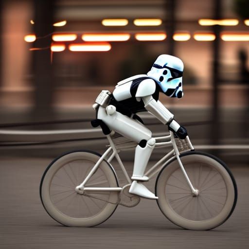Stormtrooper Rides Vintage Bicycle in Race
