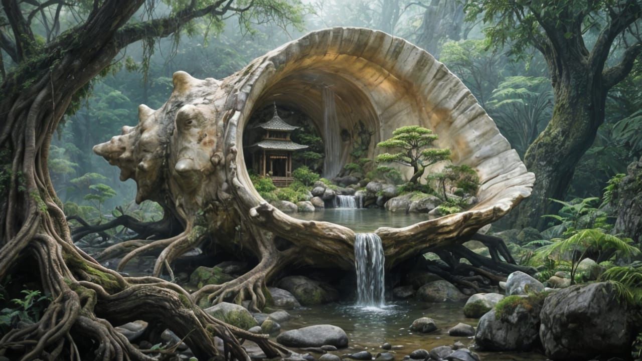 Hidden Japanese Garden Inside Ancient Mollusk