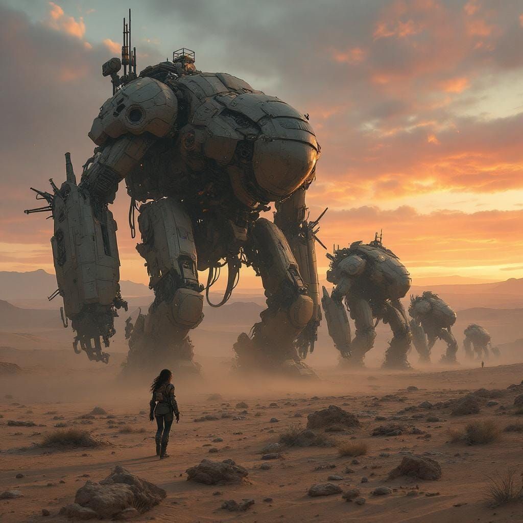 Desert Mech Salvage by Lone Survivor in Oil Realism