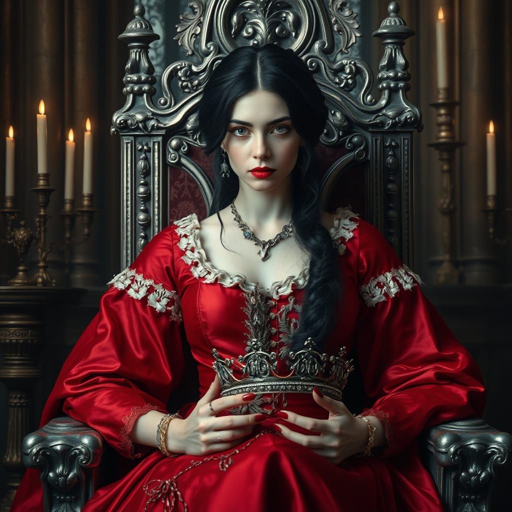 A Regal Woman in Splendor, Painted in Baroque Style