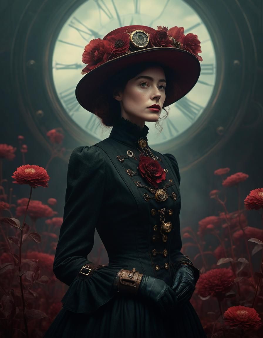 Ethereal Floral Art in Steampunk Tonalism