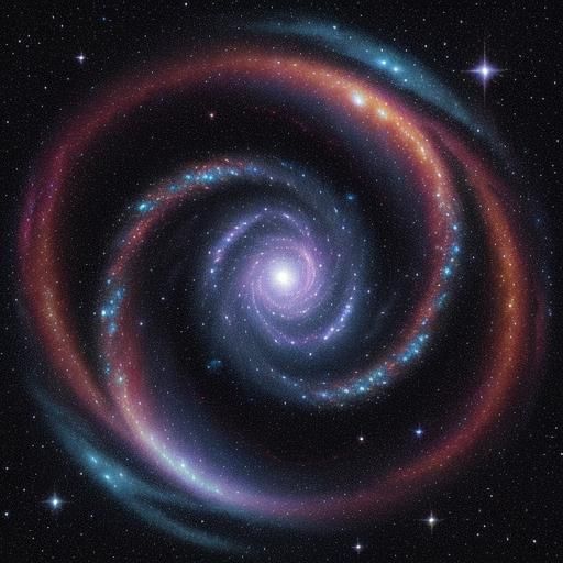 Cosmic Quasar in a Swirling Galaxy: Oil Painting