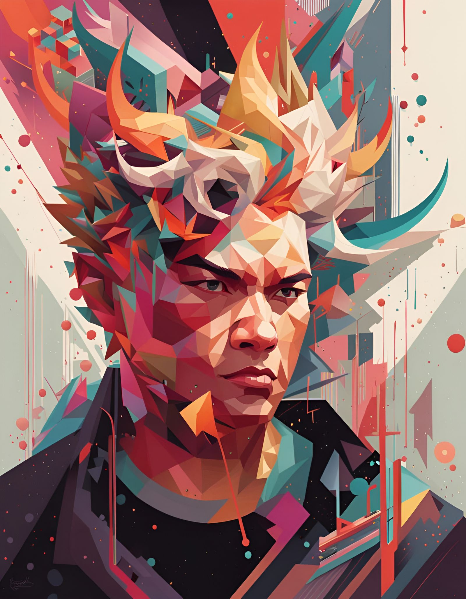 Abstract Dragon in Geometric Street Art Style