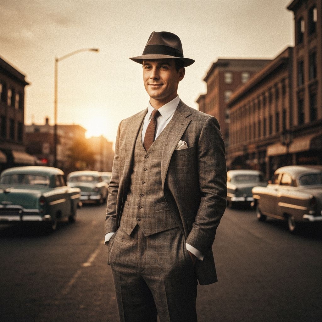 1950s Fashion: Man in Waistcoat and Fedora