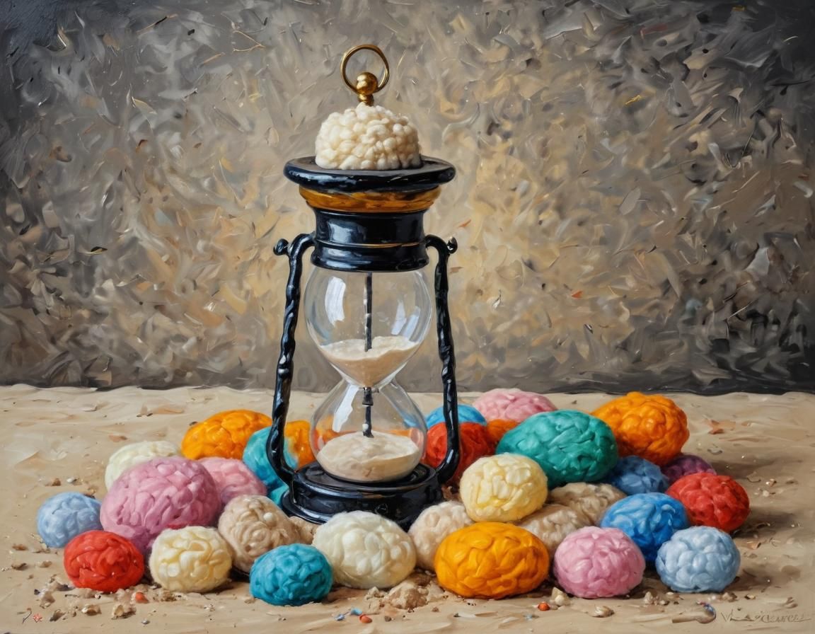 Sanduhr,perfect with colored fluffy cotton wool,sand ,black ...