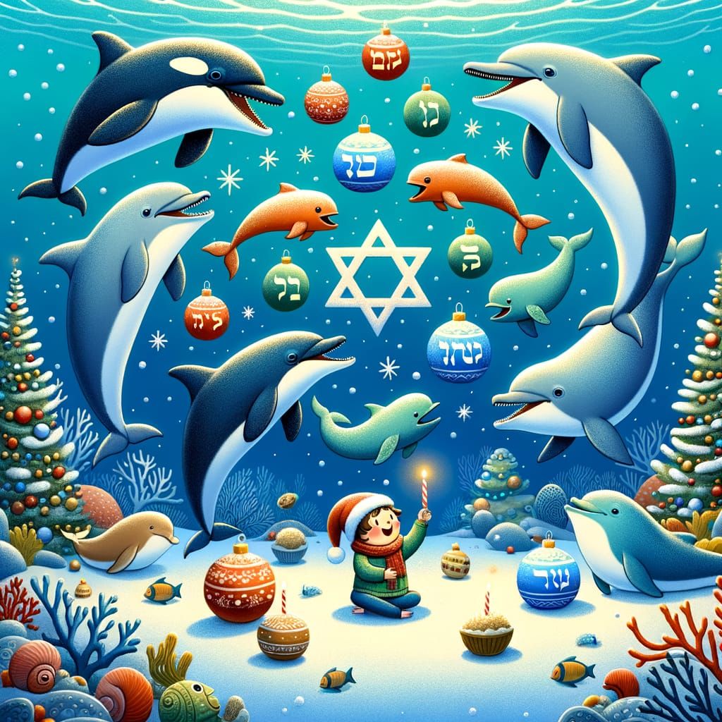Underwater Winter Holiday Celebration with Marine Life