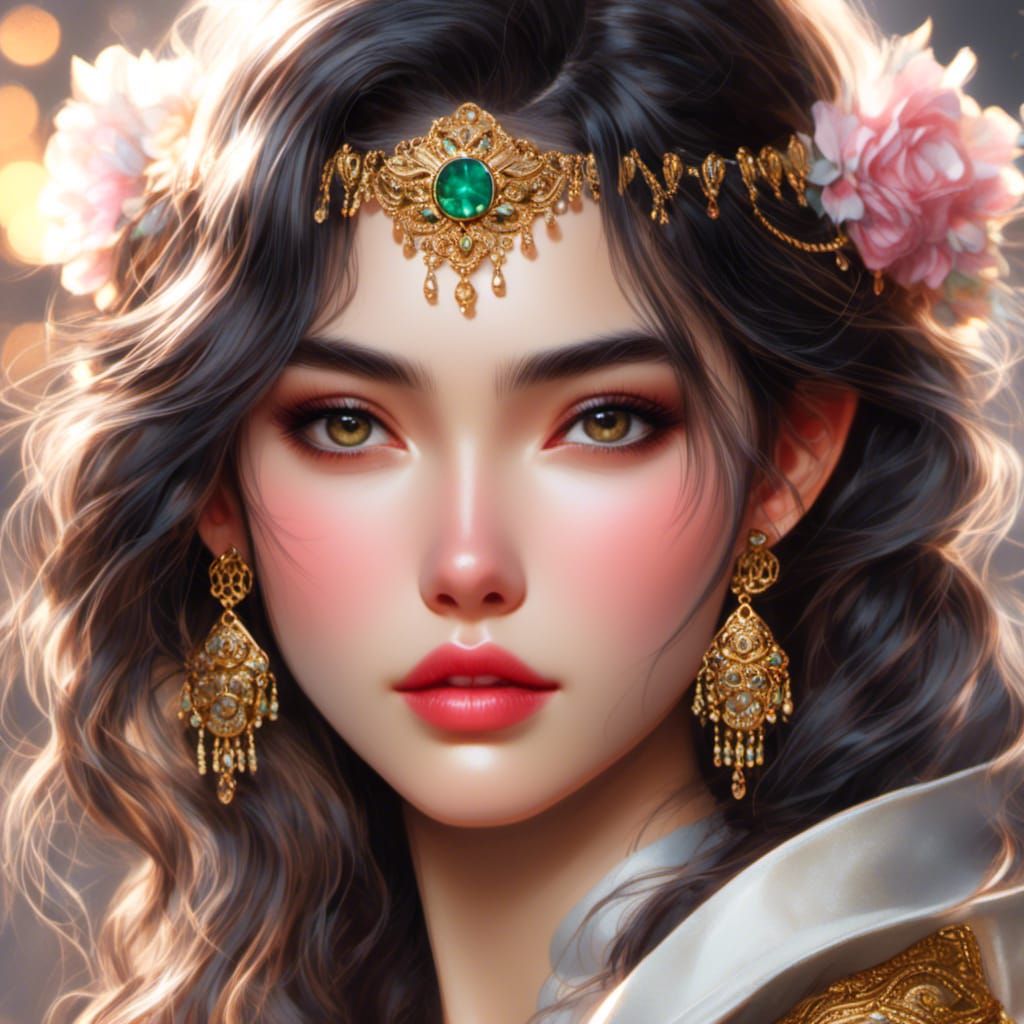 Beautiful Elf Woman Portrait in Hyperreal Style