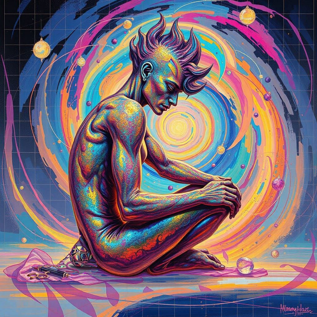 Surreal Quantum Being in Ethereal, Translucent Realism