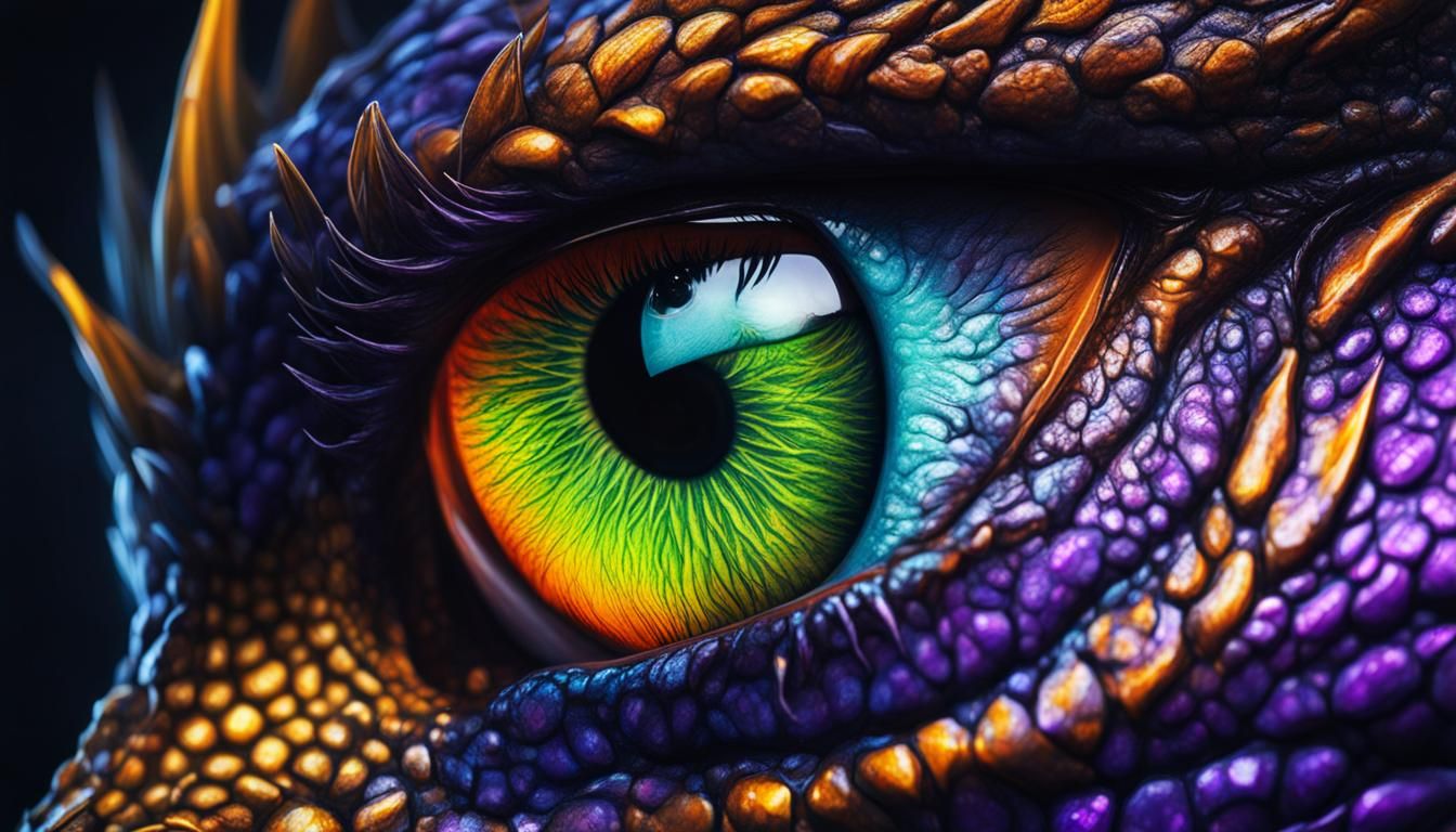 Hyperrealistic Dragon Eye with UV Blacklight Iris