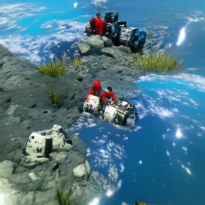 Detailed Spaceship in Deep Space