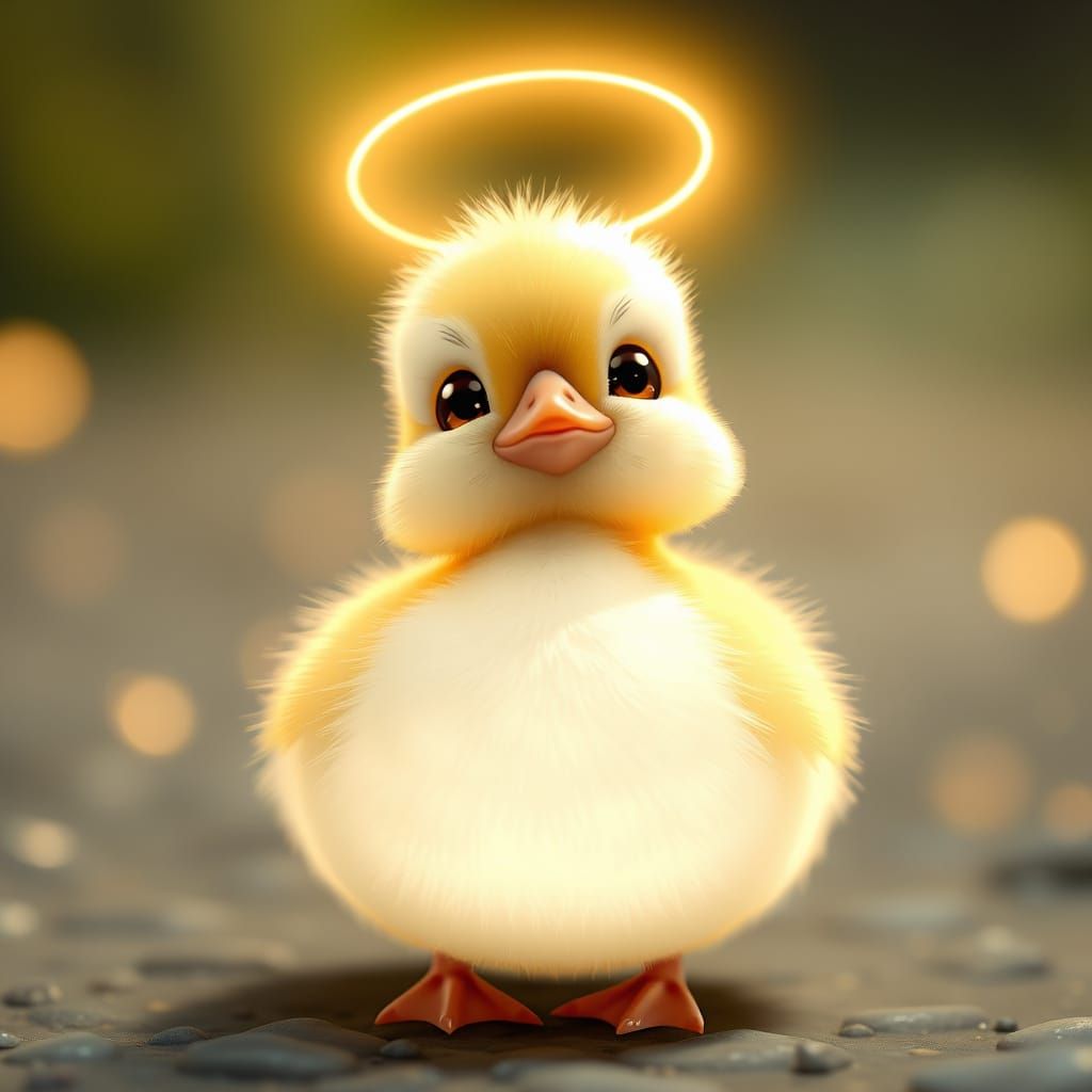 Glowing Duckling in Ethereal Light