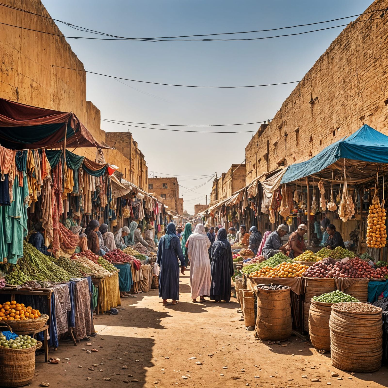 Omdurman Street Market in Dreamy, Refined Splash Art