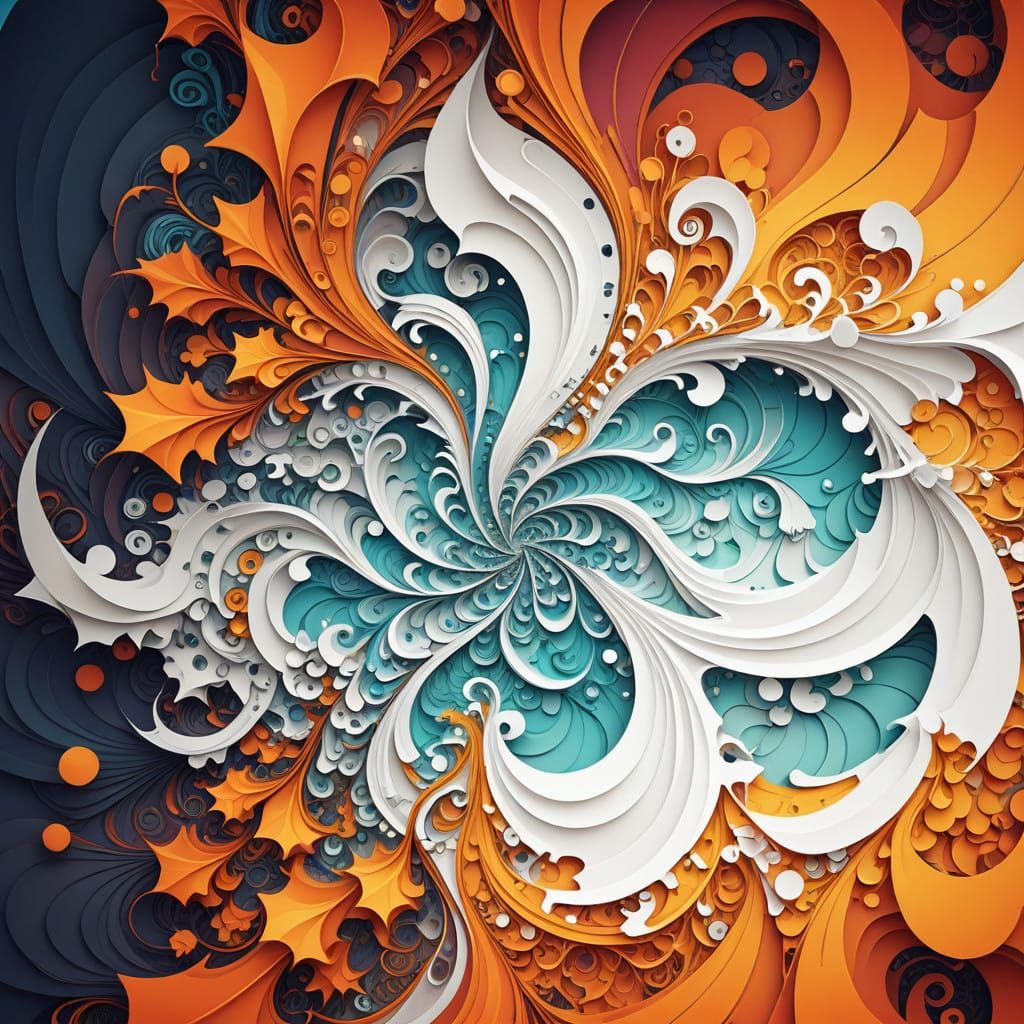 Surreal Fractal Art with 3D Shading and Zentangle Patterns