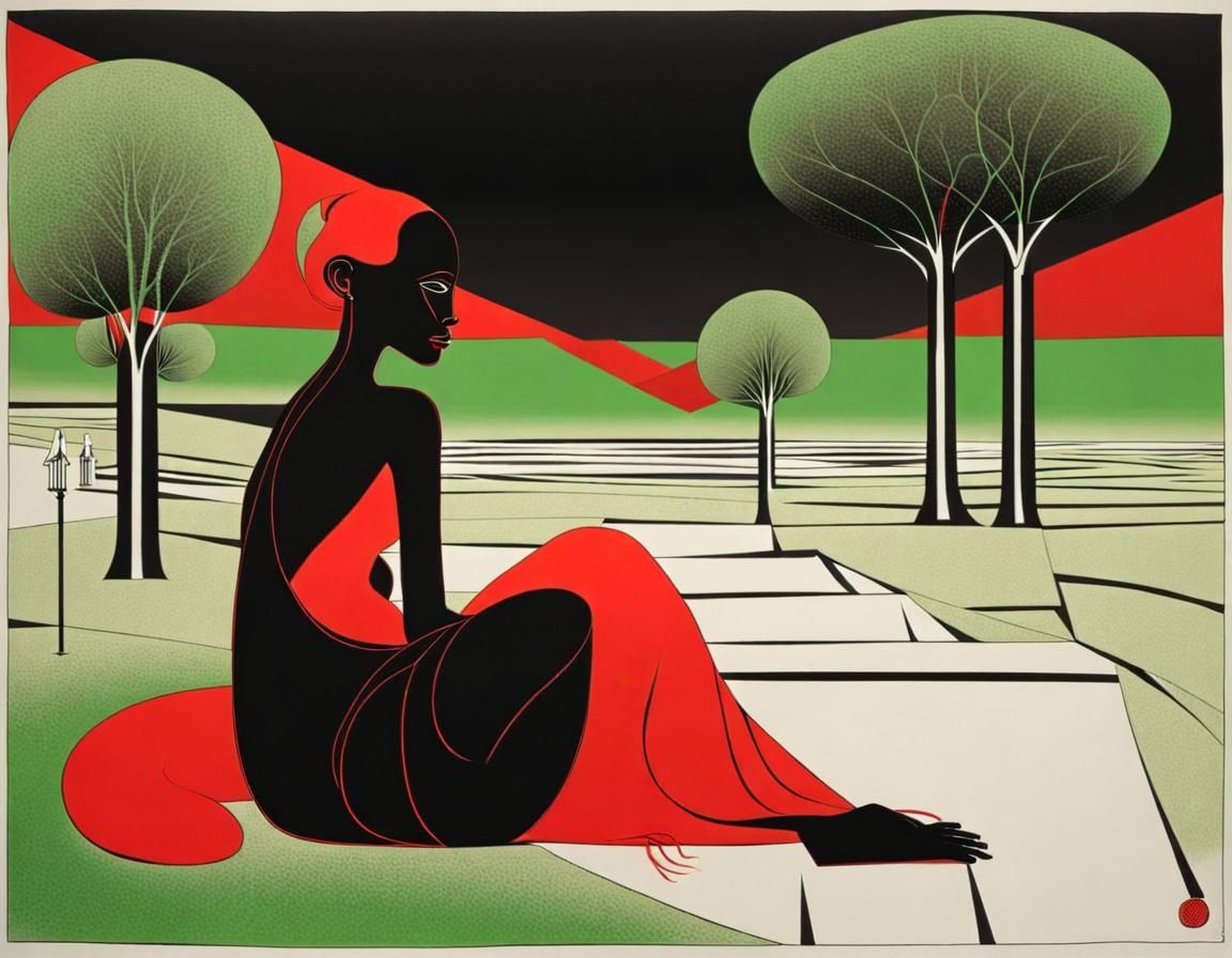 Abstract Being in Naive Art Landscape