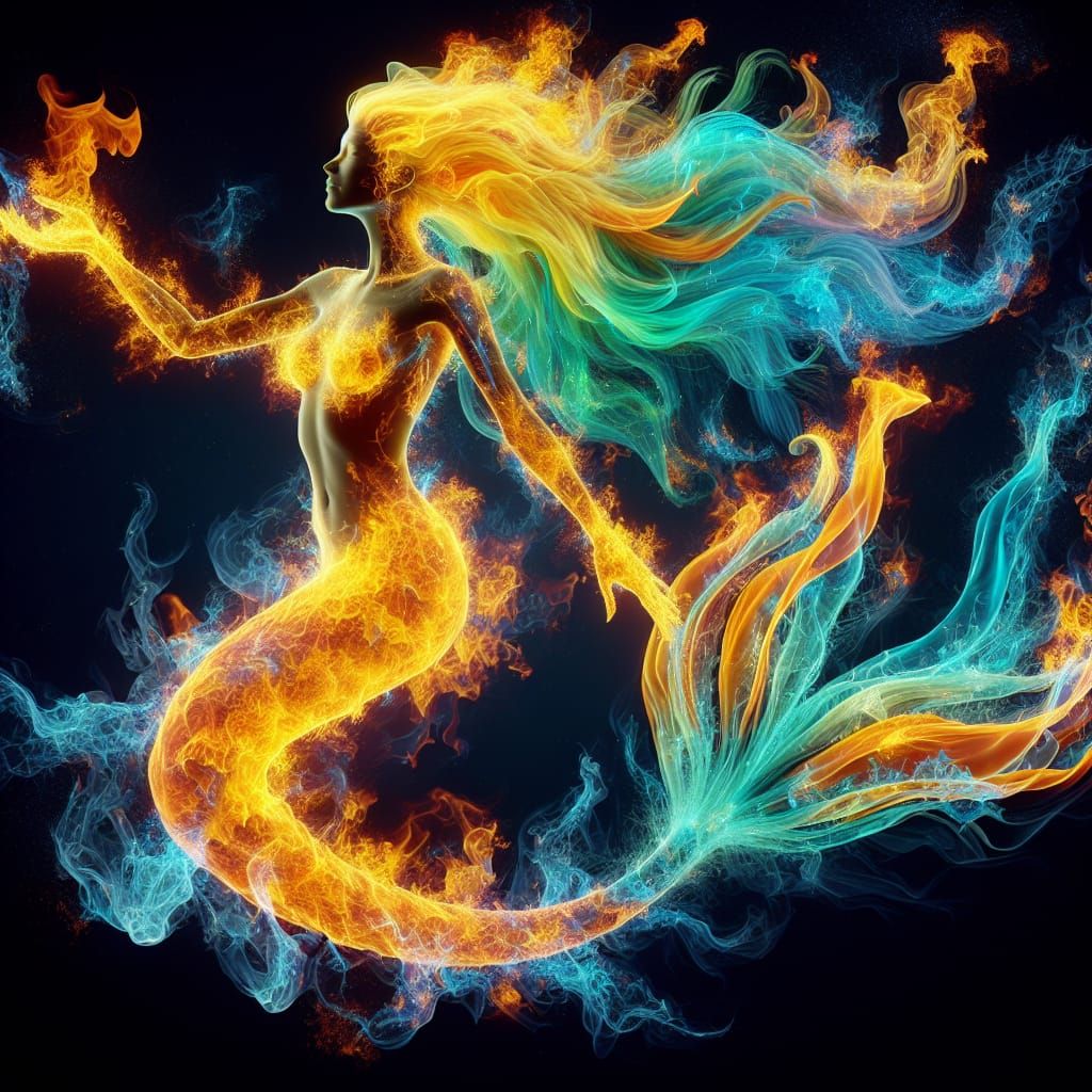 Fire Mermaid in High Definition 3D