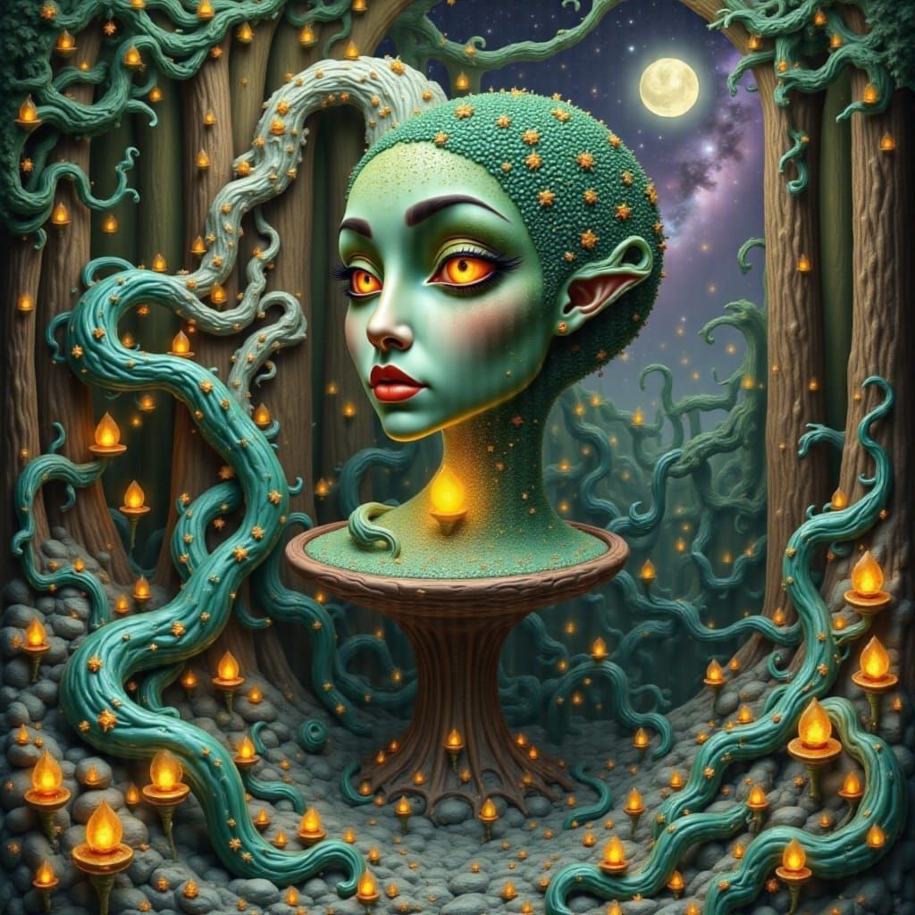 Lilith in Wailing Keep: Dark Fantasy Art Nouveau