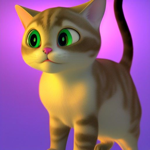 Dreaming Cat in Pixar Style 3D Rendering