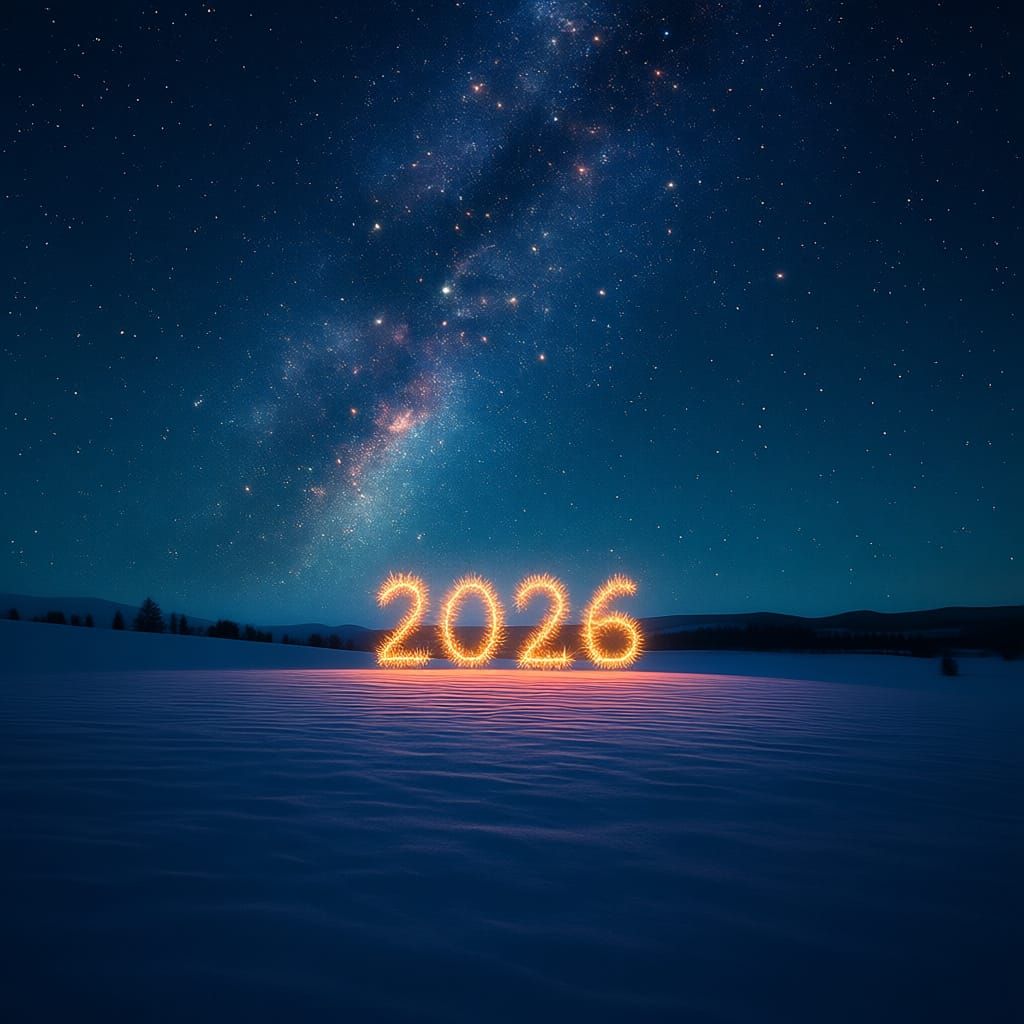 Vibrant Starry Night Over Snowy Landscape 2026