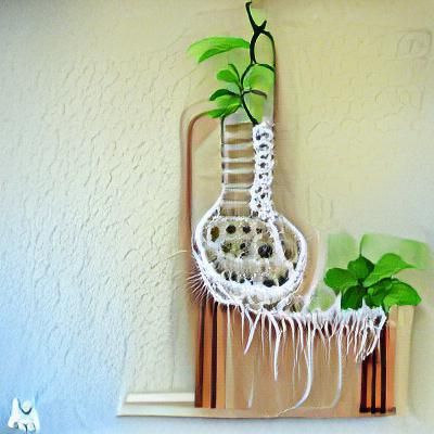 Macrame Plant Hanger in Acrylic Art Style