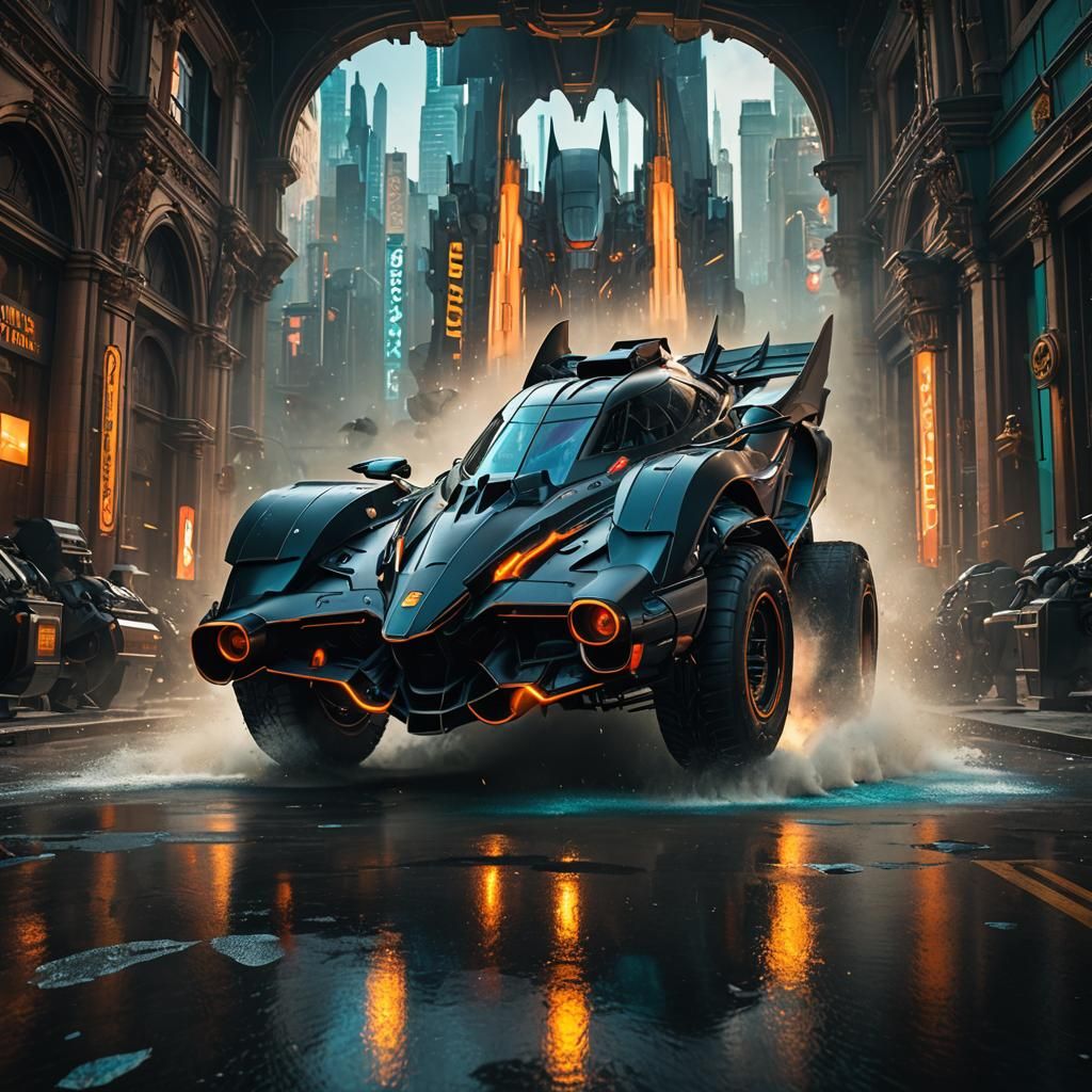 Cinematic Batmobile Concept Art in 8K Resolution