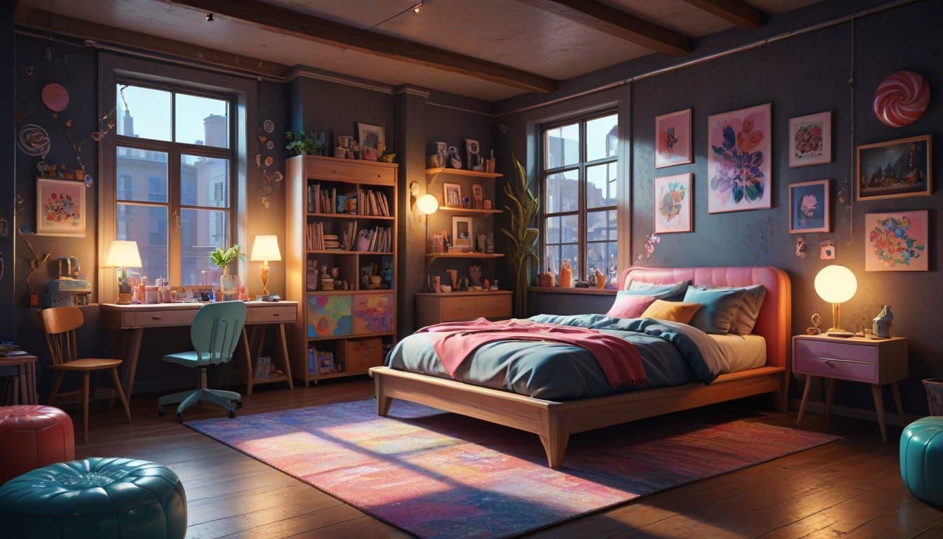 Whimsical Candyland Loft Bedroom Design