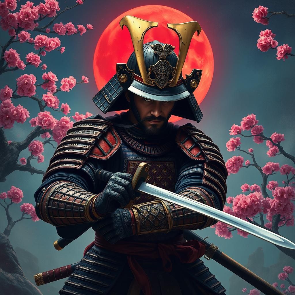 Samurai Warrior Ready for Battle in Photorealistic Style