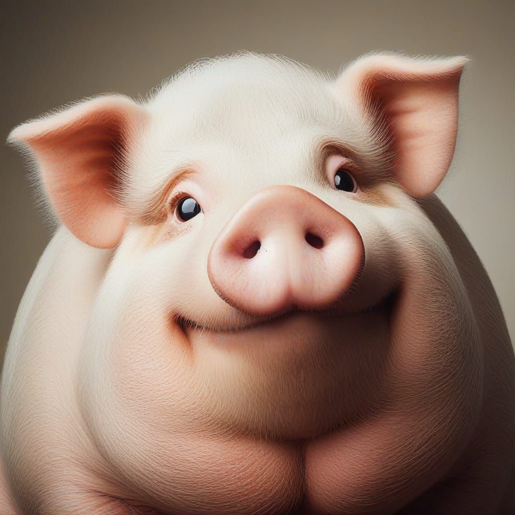 Kind Albino Pig with Comical Expression