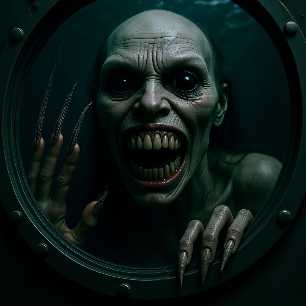 Nightmarish Mermaid Siren in the Abyss