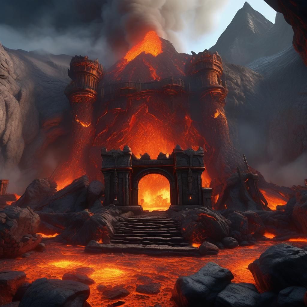 Dwarven Forge in Volcano: Fantasy Concept Art