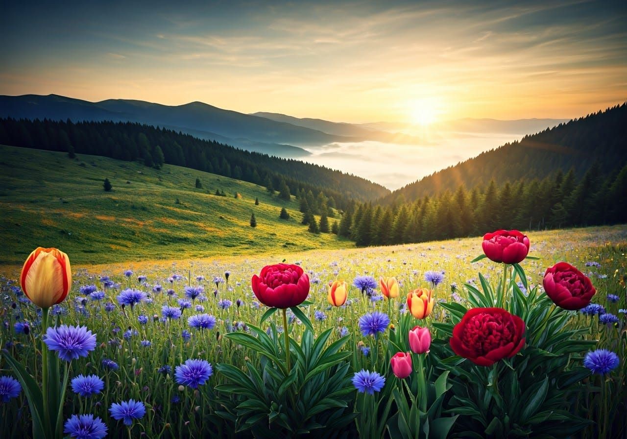 Surreal Spring Mountain Elysium