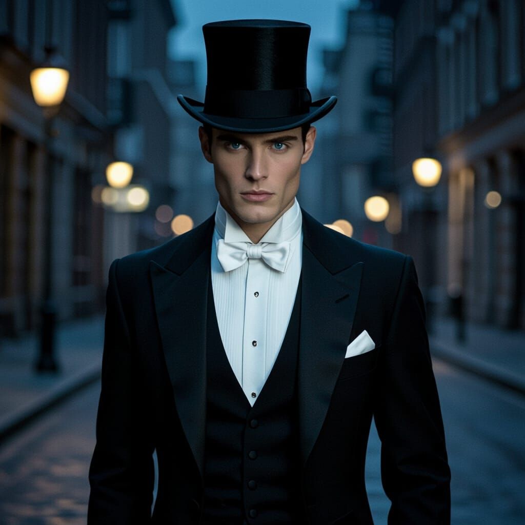 Man Walks Alone on Dark Street in Moody Lighting