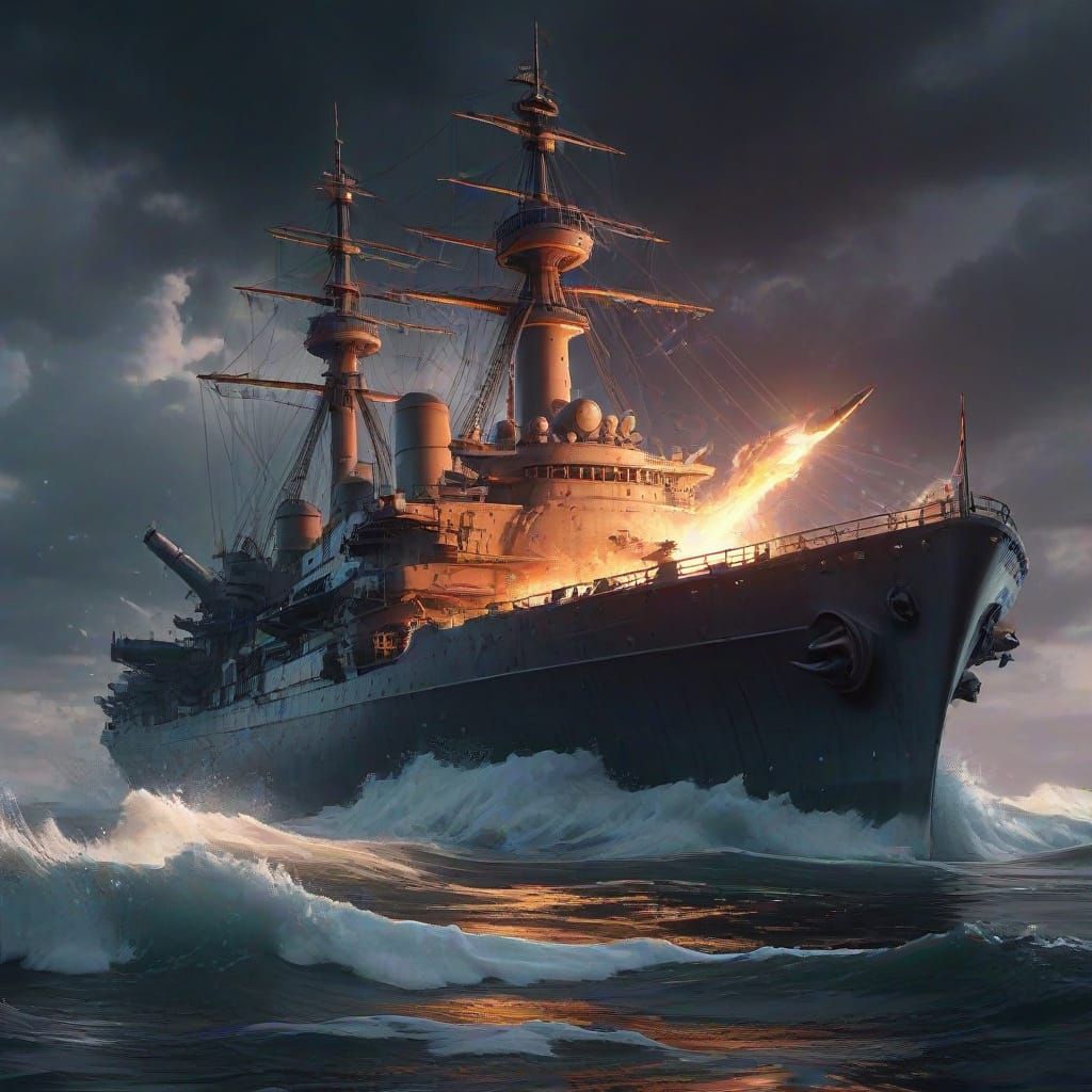 Cyberpunk Epic: Iceberg Devastates Aircraft Carrier in Turbu...