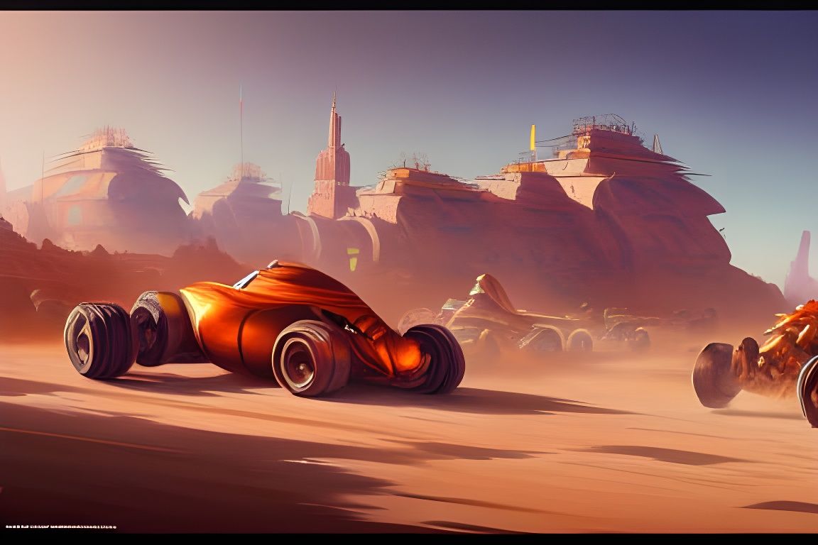 Desert Boom Town Racetrack: Art Nouveau Concept Art