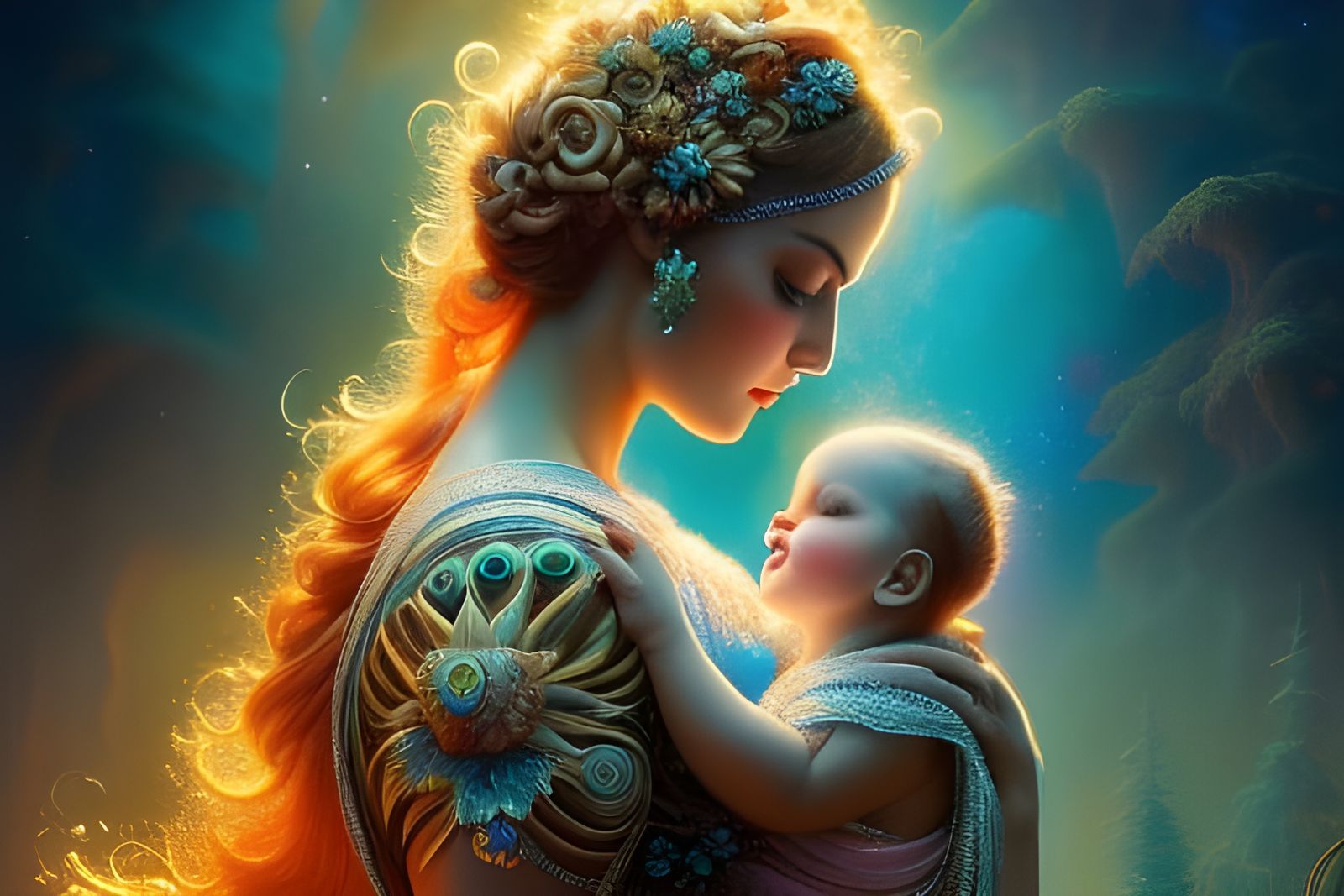 "Portrait of Most Beautiful Loving Mother and Adorable Babe in Arms ": - 2283