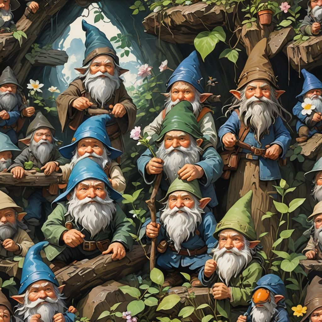 Gnomes in Hyperdetailed Fantasy Art Style
