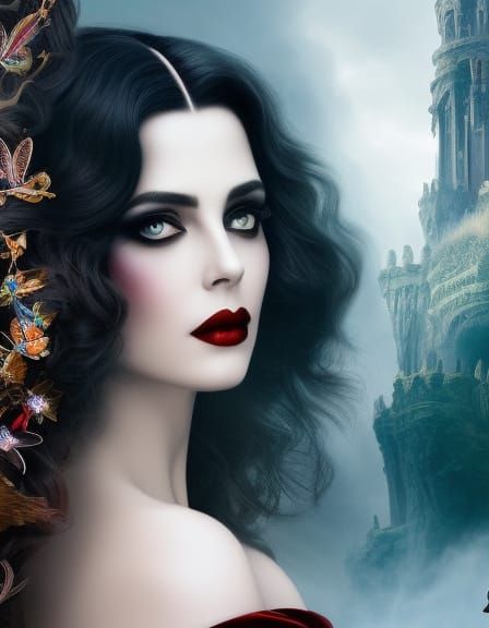 Beautiful Gothic Queen Portrait in Hyperdetailed Style