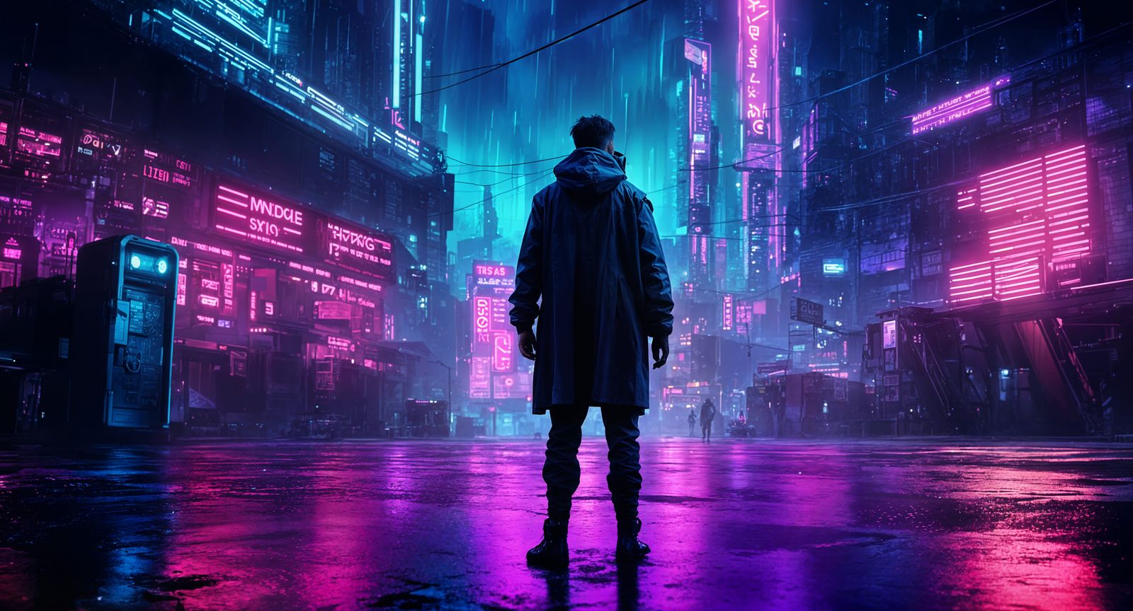 Cyberpunk Terminal with Neon Reflections