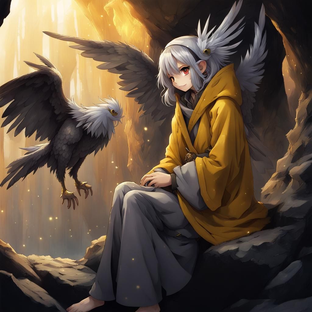 Anime Harpy Girl Finds Mysterious Door