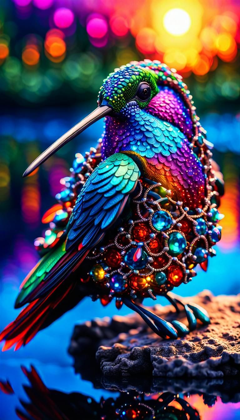 Hummingbird in Futuristic Jewelry by Cosmic Lake