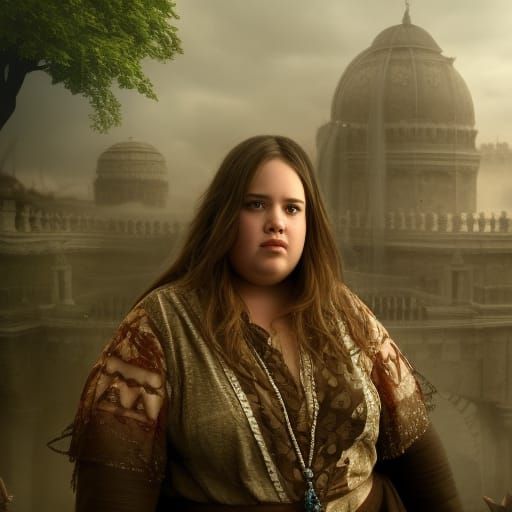 Victorious Plus-Size Woman: Dramatic Digital Matte Painting