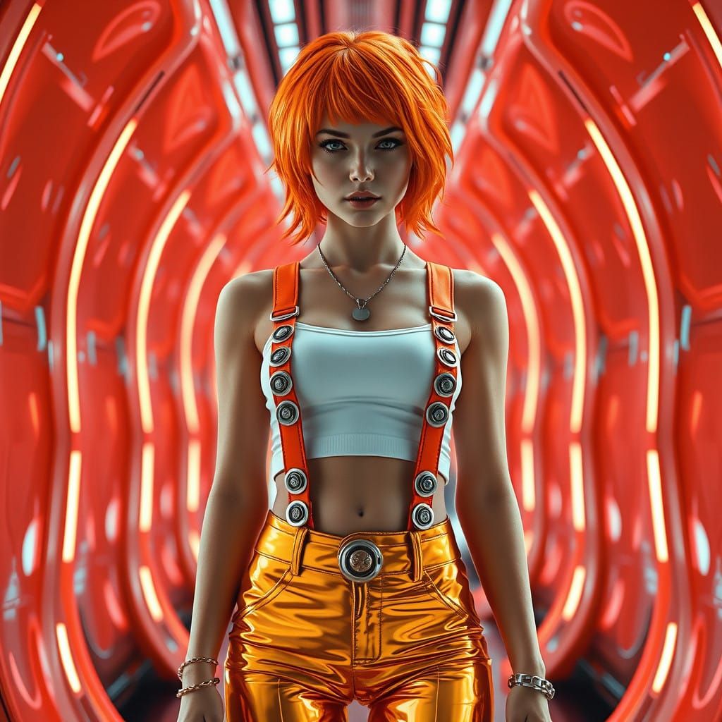 Fearless Futuristic Warrior in Cyberpunk Realm