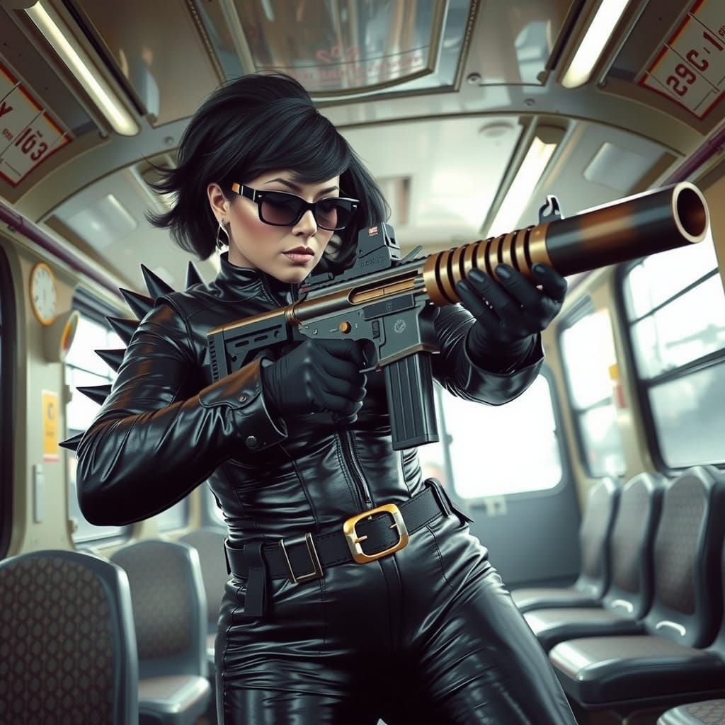 Dominant Prison Executrix in Cyberpunk Leathersuit