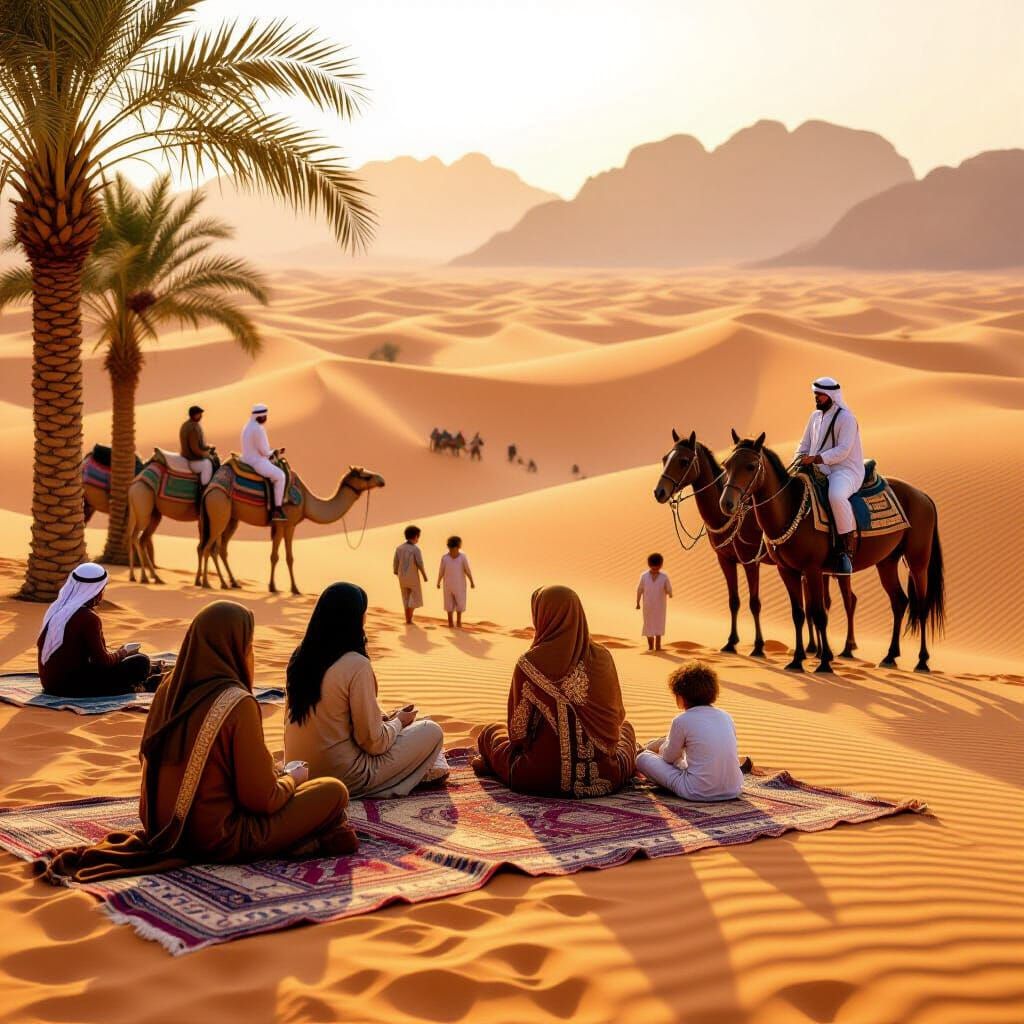 Al Ula Scene with Camels and Golden Light