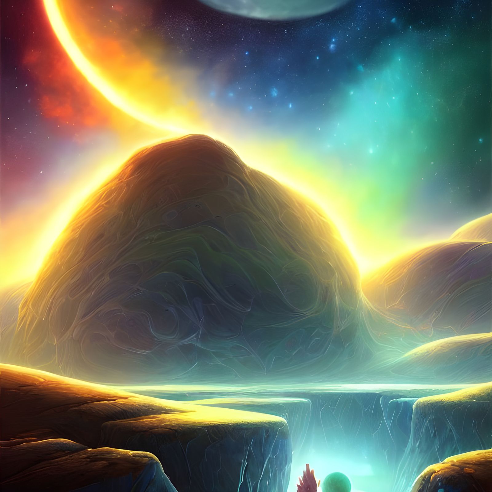 Cosmic Landscape in Complex Digital Art Style