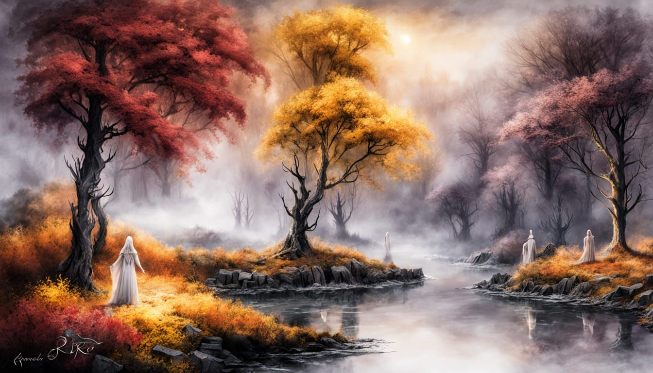 Mysterious Fantasy Realms in Dark Fog