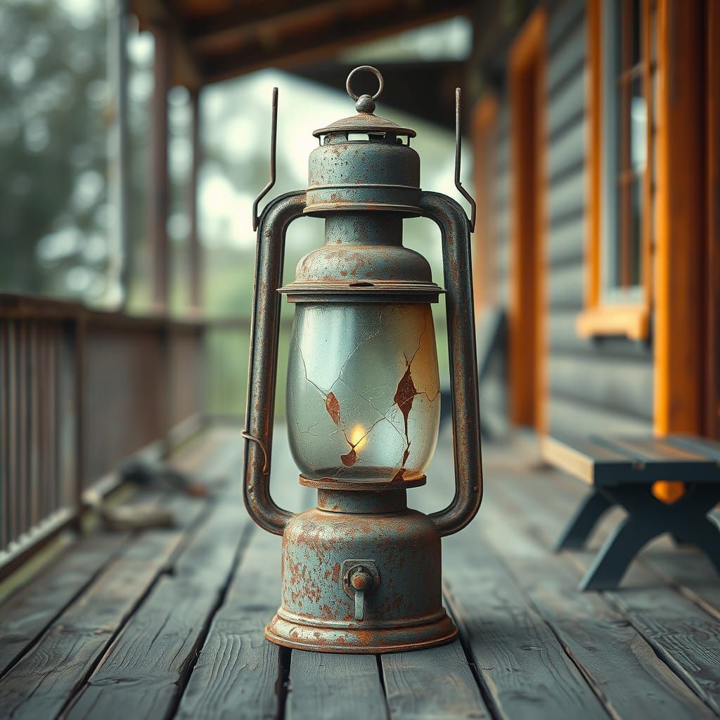 Rusty Lantern Glows in Pop Art Style