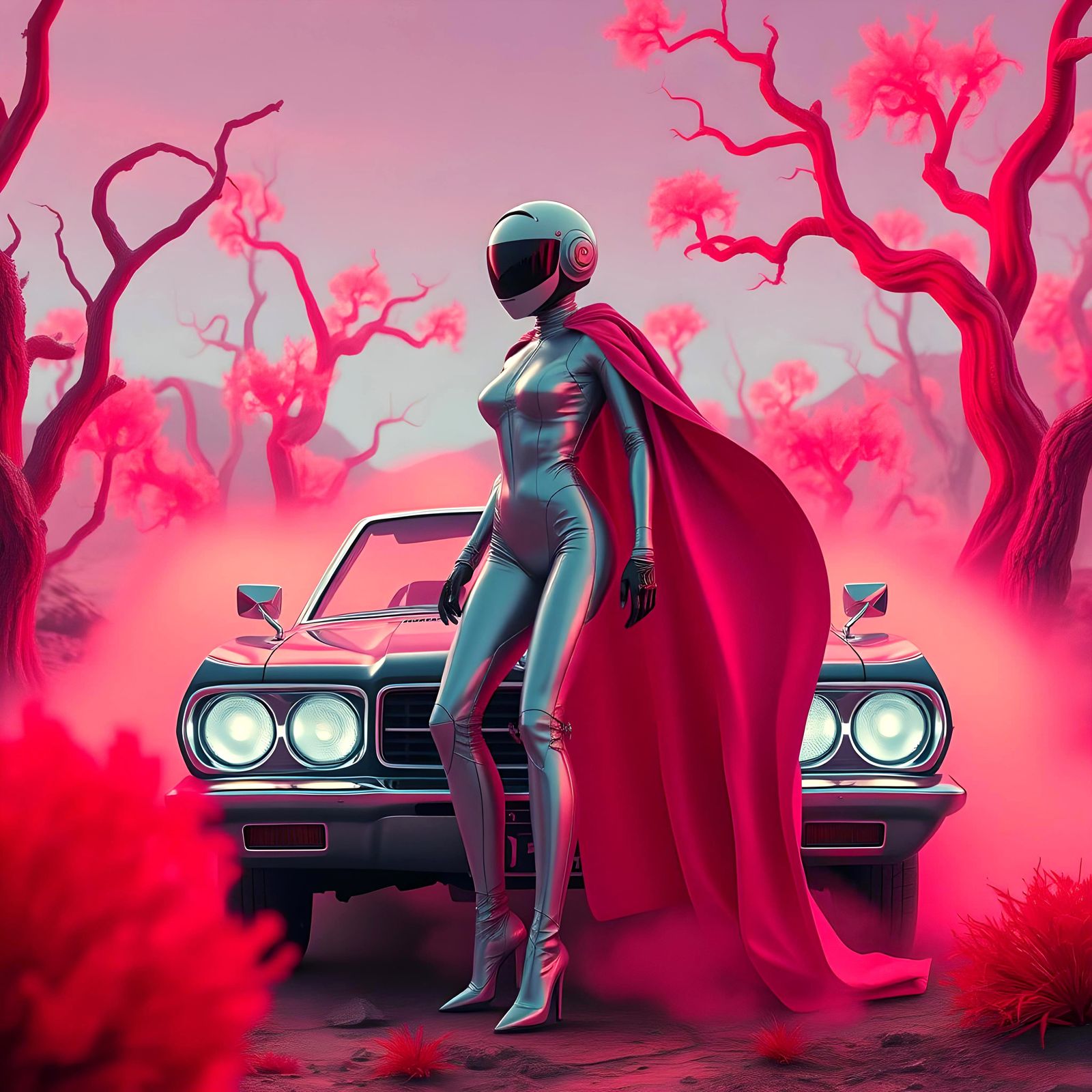 Planet Claire Woman in Retro Sci-Fi Style