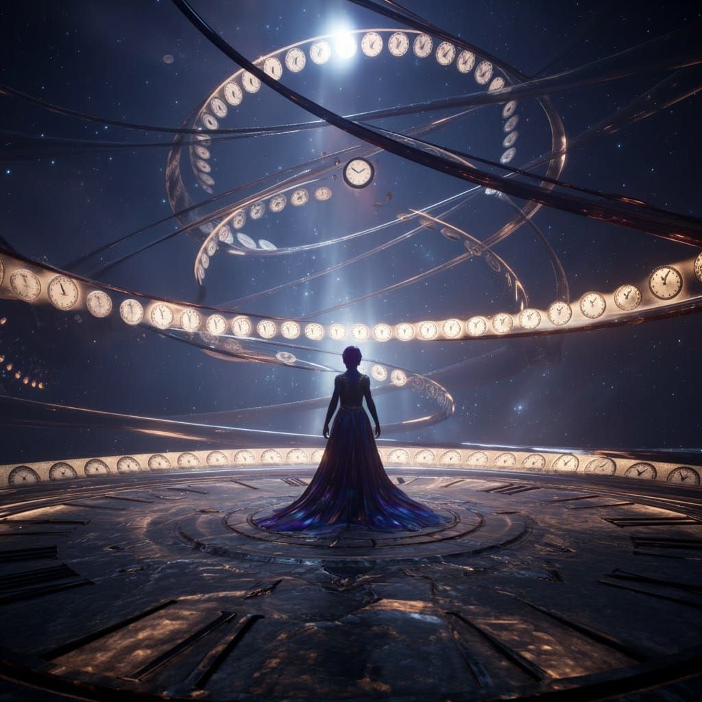 Goddess of Time in a Digital Art Style