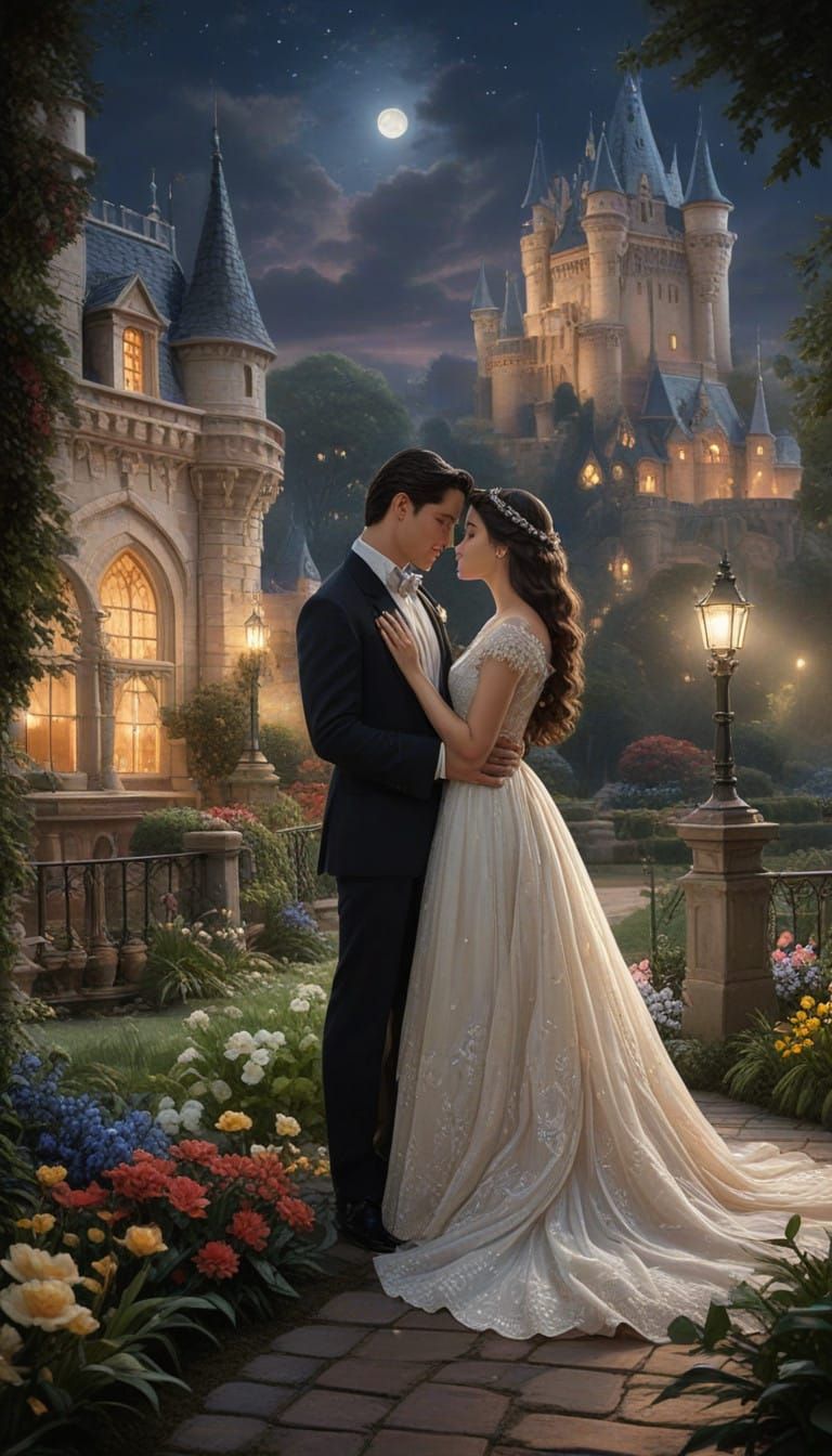 Ethereal Fantasy Prince and Princess Share Moonlit Moment in...