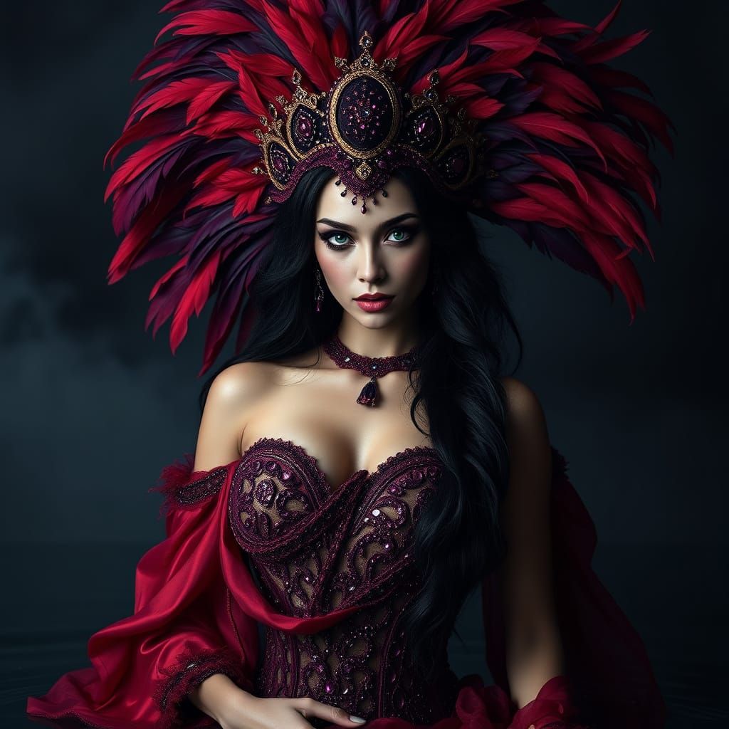 Enchanting Scorpio Siren in Mystical Carnival Attire